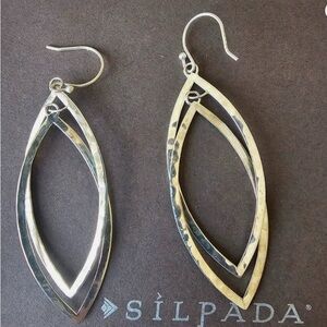 Silpada Sterling Marquise Hammered Twirl Earrings - RARE! Worn twice. On trend!